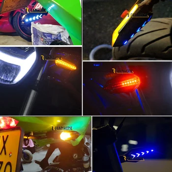 4Pcs Mirksi Motociklo LED Posūkio Signalo Lemputė Aukštos kokybės 12 Led Indikatorius, Dviguba Spalva Blue&Gintaro Indikatorių Šviesos