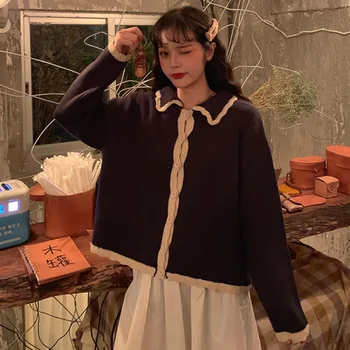 Moterų korėjos Harajuku Prarasti Kontrastą, ilgomis rankovėmis Džemperis Moterims Megztiniai Japonijos Kawaii Ulzzang Mielas Drabužiai Moterims