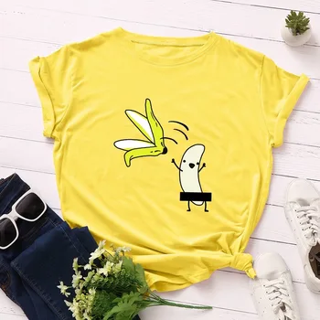 2019 Mados Plius Dydis Moterų, T-marškinėliai, Medvilnė Kūrybos Juokinga Bananų Marškinėliai Moteriška O-Kaklo trumpomis Rankovėmis Viršuje Tees feminina