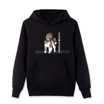 Amerikiečių Akita Šuo Hoodies Mielas Šuo Gyvūnų Spausdinti palaidinukė vyriški Medvilniniai hoodie Hip-Hop kailis Viršūnes Harajuku Streetwear