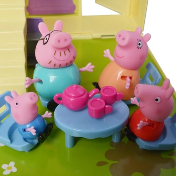 Karšto Pardavimo Peppa Pig Žaislai George 4 Asmenų Šeima Lėlės Žaisti Namuose Veiksmų Skaičius, Originalus Pelucia Anime Statulėlės Žaislas Vaikams, Dovanos