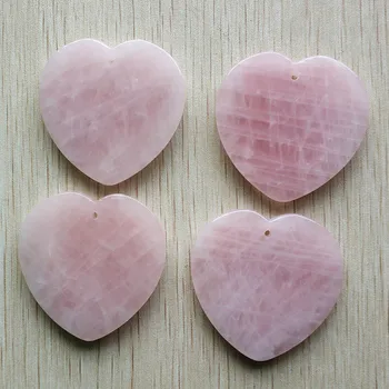 Didmeninė 4pcs/daug 2019 naujas Mados aukštos kokybės natūralaus akmens rožinė meilė širdies formos pakabučiai 50mm papuošalai padaryti nemokamai