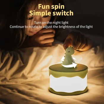 Mielas Tortas LED Nakties Šviesos Naktį Lemputė Dovanų Žaislas Vaikas/Kūdikių/Vaikų Miegamojo Lovos Palieskite Jutiklio Silikono Šiltai Balta Laikas Pereiti