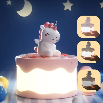 Mielas Tortas LED Nakties Šviesos Naktį Lemputė Dovanų Žaislas Vaikas/Kūdikių/Vaikų Miegamojo Lovos Palieskite Jutiklio Silikono Šiltai Balta Laikas Pereiti