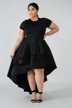 2019 naują atvykimo elegent mados stilius moterys, o-kaklo reguliarus kietas plu dydžio suknelė, L-4XL
