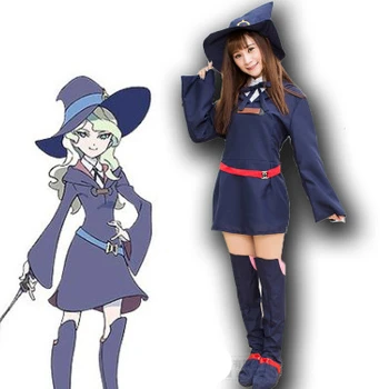 Aukštos Kokybės Anime Little Witch Academia KagariAtsuko Mokyklos Vienodos Moterų Cosplay Kostiumų Hat + Sijonas + Diržas + Batų Dangtis