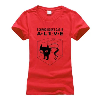 2019 m. Vasarą Big Bang Teorija marškinėliai moterims juokinga Schrodinger ' s Cat marškinėliai atsitiktinis Medvilnės trumpomis Rankovėmis Tshirts femme camiseta