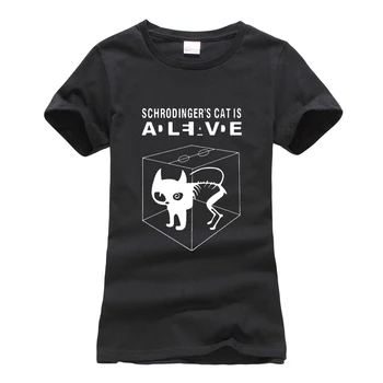 2019 m. Vasarą Big Bang Teorija marškinėliai moterims juokinga Schrodinger ' s Cat marškinėliai atsitiktinis Medvilnės trumpomis Rankovėmis Tshirts femme camiseta