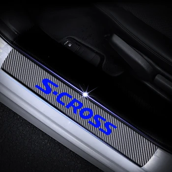 Apsaugos Suzuki S-CROSS 4D Anglies Pluošto Vinilo Lipdukas Automobilio Durų Slenksčio Sveiki Pedalą, Lipdukai, Automobilių Reikmenys 4Pcs