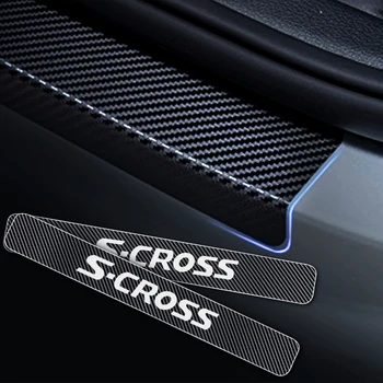 Apsaugos Suzuki S-CROSS 4D Anglies Pluošto Vinilo Lipdukas Automobilio Durų Slenksčio Sveiki Pedalą, Lipdukai, Automobilių Reikmenys 4Pcs