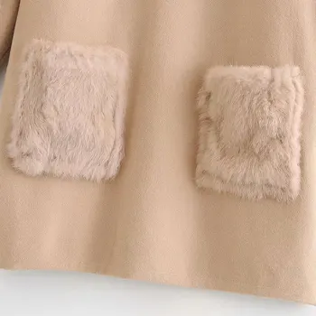 Rudenį megzti Megztinis Sukneles Moterims, Kailinių Kišenėje ilgomis Rankovėmis O-kaklo Aukštos Juosmens Suknelė Moterų 2021 Žiemą Šiltas Ponios Ilgai Megztiniai