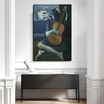 Pablo Picasso Groti Gitara Sienos Menas Drobė Minimalistinio Abstraktus Šiaurės Plakatus Spausdina Sienos Nuotraukas Kambarį Namų Dekoro