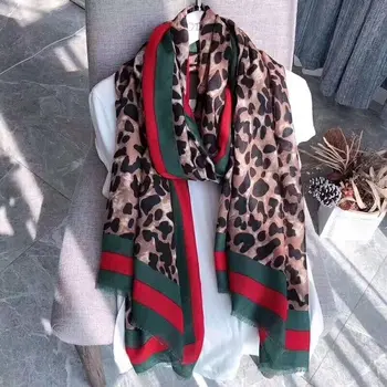 2019 Naują atvykimo gyvūnų leopardas spausdinimo mados moterų skaros sienos šalikas švelnus apsiaustas lankelis hijab foulard bandana LL190923