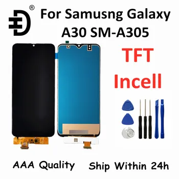 TFT Incell LCD Samsung Galaxy A30 LCD Ekranas Jutiklinis Skydelis skaitmeninis keitiklis Samsung A30 A305F LCD Ekrano Pakeitimas Su karkasu