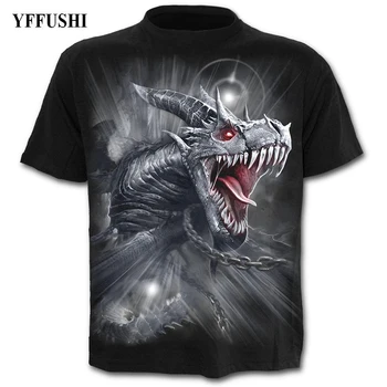 YFFUSHI Vyrų 3d marškinėliai Karšto Pardavimo Dragon Print T shirt Vasaros Cool Hip-Hop Trišakiai Plius Dydis S-5XL Karšto Pardavimo Black marškinėliai Vyrams