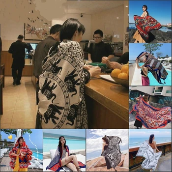 2020 Garsenybių Stiliaus Paplūdimio Negabaritinių Saulės Šalikas Moterims,Kelionės Skara Moterų Paplūdimio Rankšluostį Dvejopo naudojimo Vasaros Laukinių Skara Galvą Skara