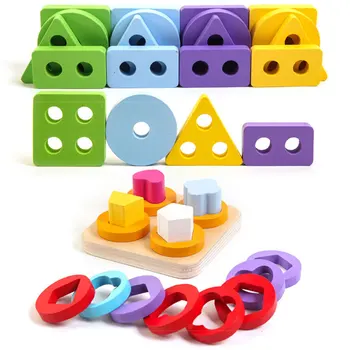 Vaikai Montessori Ugdymo Mediniai Žaislai Ikimokyklinio Montesori Materiales Žaislas Užimtas Valdybos Pacios Formos, Geometrija, Žaislai Vaikams