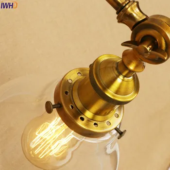 IWHD Aukso Ilgos Rankos Sienų šviestuvai Šviestuvai Stiklo Miegamasis Derliaus Sienos Lempos LED 