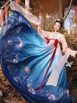 Tradicinis Kinų Senovės Elegantiškas Hanfu Suknelė Moterų Tang Dinastijos Pasakų Princesė Šokio Spektaklis Kostiumas Rytų Cosplay