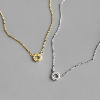 Nekilnojamojo 925 sterlingas sidabro mini circle pakabučiai, karoliai moterims, minimalistinio aukso spalvos choker karoliai ant kaklo grandinės juvelyrikos