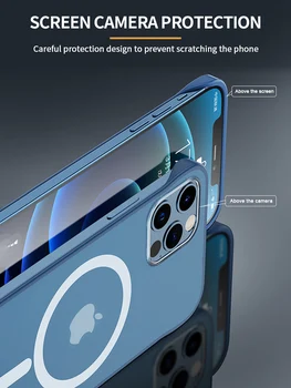 IPhone 12 Pro Max Atveju Ebaicase Ultra-Plonas Skaidrus Magnetinio Matinio stiklo atsparus smūgiams gaubtas, Skirtas 