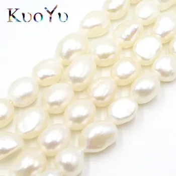 10-11mm Gamtos Nereguliarus Baltos spalvos Gėlavandenių Perlų Prarasti Tarpiklis Karoliukų, Skirta 