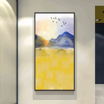 Naftos tapybos stilius, kraštovaizdžio jūros aukso paukščių briedžių, elnių Šiuolaikinės Abstrakčiai veranda, svetainė Dekoratyvinis Nuotraukos meno kambario dekoro