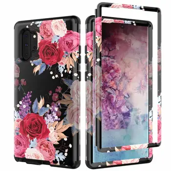 Gėlių dizaino, atsparus smūgiams Sunku Hibridas Šarvai Lašas Apsaugos Case Cover For SAMSUNG Galaxy note 10+/10 Pastaba plus