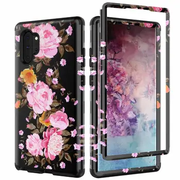 Gėlių dizaino, atsparus smūgiams Sunku Hibridas Šarvai Lašas Apsaugos Case Cover For SAMSUNG Galaxy note 10+/10 Pastaba plus