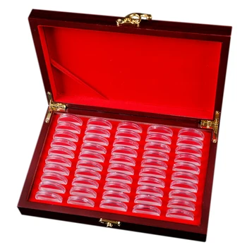 50 Vnt Medienos Monetos Apsaugos Display Box Saugojimo Bylos Laikiklis Apvalus Langelis Atminimo Surinkimo Dėžė