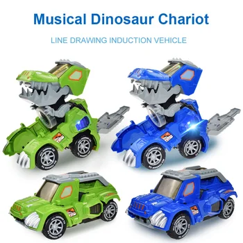 2020 Naujas Transformatorius Dinozaurų Automobiliai su Šviesos Muzika 360 ° Sukimosi Kaskadininkų Automobilių Žaislai Dovanos Vaikams Žaislų Automobiliai Berniukų Kalėdos Dovanas