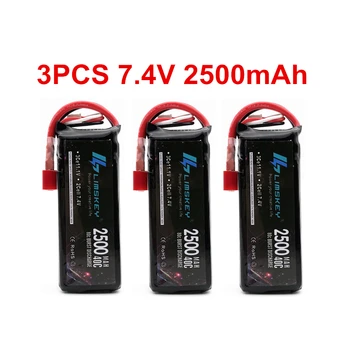 3PCS Limskey RC Lipo Baterijos 2S 7.4 V 2500mah 40C Max 80C už Wltoys 12428 12423 1:12 RC Automobilių Atsarginės dalys Syma X8 Baterija