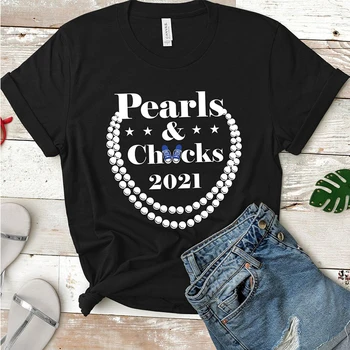 Griebtuvai ir Perlai 2021 Moterų Marškinėliai Juodos Medvilnės trumpomis Rankovėmis Grafinis Trišakiai Plius Dydis Prarasti Apvalios Kaklo Inauguracijos Tshirts
