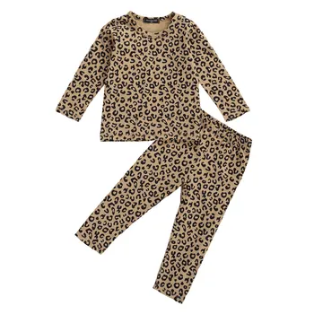Vaikai pižama vaikams kūdikis sleepwear leopardas spausdinti pižama rinkiniai berniukas mergaičių pižamos pijamas medvilnės naktiniai drabužiai drabužiai drabužiai vaikams