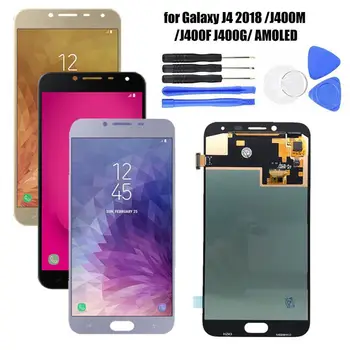 AMOLED Jutiklinis Ekranas skaitmeninis keitiklis Surinkimo Samsung Galaxy J4 2018 J400M J400F LCD Ekranas Touch 