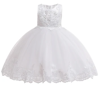 2021 Gėlių Vaikai Suknelė Mergaitėms Baltos Spalvos Nėrinių Siuvinėjimo Vestuvių Suknelė Gimtadienio Mergaitė Ceremonija Šalis Suknelė Vaikų Drabužiai