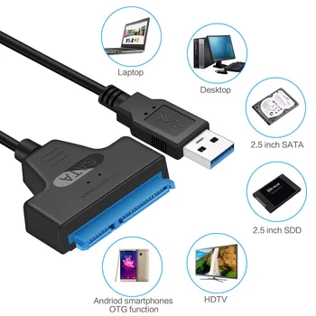 USB3.0 Ratai Lengvai Kabelis SATA Ruožtu Perdavimo USB Adapterį 7+15pin 2.5 Colio SSD Kietąjį Diską Plėtra Kabelis Plečia Jungtis