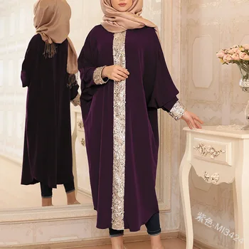 Wepbel Artimųjų Rytų Musulmonų Suknelė Arabų Moterų Nacionalinės Stiliaus Spliced Suknelė Abaja Plius Dydis Blizgančiais Caftan Kimono turkijos Skraiste