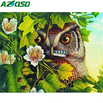 AZQSD kvadratiniu Diamond Tapybos Pelėda 5D Diamond Mozaikos Gyvūnų Nuotraukos Iš kalnų krištolas 