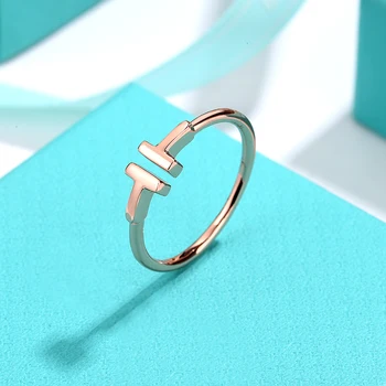 Klasikiniai papuošalai, Žiedas vyrams ir moterims, T-formos žiedas sidabro originalas 1:1 dizaino prasme, mada aksesuarai atostogų dovanos