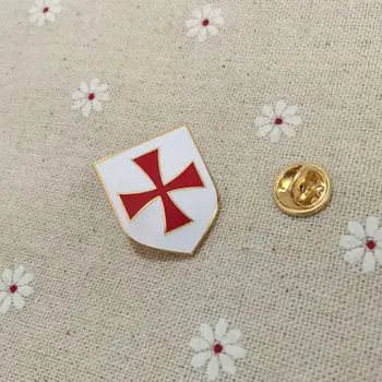 Freemason Masinu Mason Atlapas Pin Krikščionių Kariuomenės, Kryžiuočių Riterius Tamplierius Raudonojo Kryžiaus Baltas Skydas Smeigtukai ir Emblemos Masonai