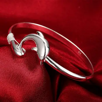 Naujas 925 Sterlingas Sidabro Delfinų Apyrankę Moterų Vestuvės Vestuvinis Mados Žavesio Šaliai, Papuošalai