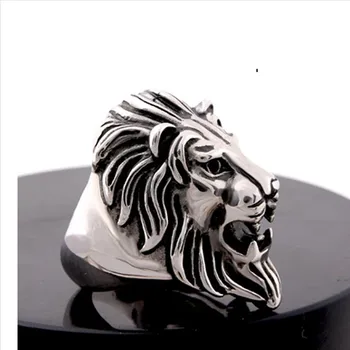 EdgLifU Vyrų Žiedas Black Lion Head Gotikos Dviratininkas Žiedas iš Nerūdijančio Plieno Nuostabiu Punk mados Juosta Vyrų Žiedai, Šaliai, Papuošalai