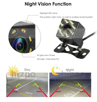 Hizpo Aukštos raiškos Automobilio Galinio vaizdo Kamera 8 LED Naktinio Matymo Atbulinės eigos Auto Stovėjimo Stebėti CCD Vandeniui 170 Laipsnių HD Vaizdo