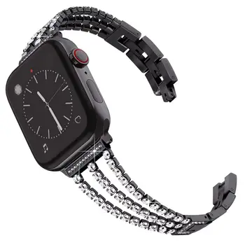 Nerūdijančio Plieno Diamond-encruste Diržu, Apple Watch 42mm Juostų 6 5 4 Metalo Deimantų Iwatch 38mm 40mm Serijos 3 2 SE 44mm