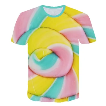 Vasaros 2020 atsitiktinis Moterų marškinėliai Streetwear kawaii skanus saldainiai animacinių filmų spausdinti Marškinėlius korėjos Stiliaus Viršūnes Harajuku trumpas rankovės