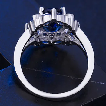 Cellacity Sidabras 925 žiedo žavesio moterų prabangių dizainerio rubino piršto žiedą, Safyras Akvamarinas moterų fine Jewelry Dydis 6-10