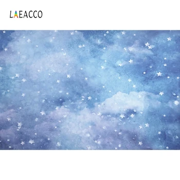 Laeacco Baby Shower Fonas Mėlynas Dangus, Balti Debesys Žvaigždžių Vaikų, Naujagimių Fotografijos Backdrops Gimtadienio Photocall Photobooth