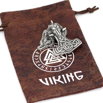 Viking 316L Nerūdijančio plieno Thor Hammer Mjolnir Ožkos rune Amuletas Karoliai Pakabukas
