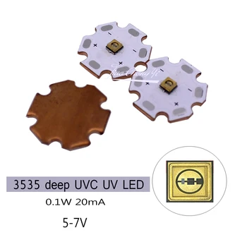 3535 0,1 W uv-C, UV LED 265nm 275nm 310nm tamsiai violetiniai ultravioletinės šviesos 5V-7v su vario 20mm PCB